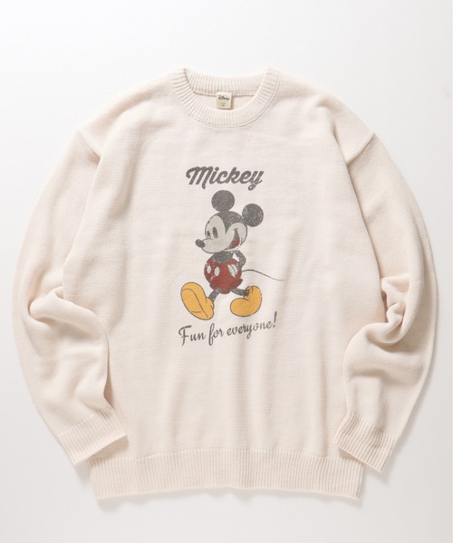 MICKEY MOUSE(ミッキーマウス)の「【DISNEY/ディズニー】ミッキーマウス柄プリント ニットクルーネック(ニット/セーター・レディース・アイボリー/グレイッシュベージュ/サックスブルー/スミクロ・MEDIUM/LARGE)」の14枚目の写真