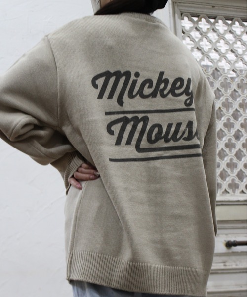 MICKEY MOUSE(ミッキーマウス)の「【DISNEY/ディズニー】ミッキーマウス柄プリント ニットクルーネック(ニット/セーター・レディース・アイボリー/グレイッシュベージュ/サックスブルー/スミクロ・MEDIUM/LARGE)」の7枚目の写真