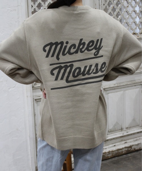 MICKEY MOUSE(ミッキーマウス)の「【DISNEY/ディズニー】ミッキーマウス柄プリント ニットクルーネック(ニット/セーター・レディース・アイボリー/グレイッシュベージュ/サックスブルー/スミクロ・MEDIUM/LARGE)」の9枚目の写真