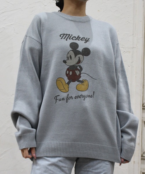 MICKEY MOUSE(ミッキーマウス)の「【DISNEY/ディズニー】ミッキーマウス柄プリント ニットクルーネック(ニット/セーター・レディース・アイボリー/グレイッシュベージュ/サックスブルー/スミクロ・MEDIUM/LARGE)」の11枚目の写真