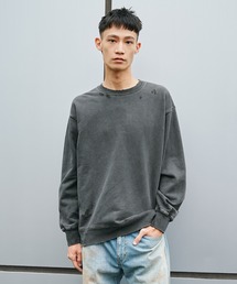 【JieDa】DAMAGE PIGMENT SWEAT CREW