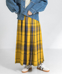 MARK & LONA イエロープリーツスカート 34 ブランド古着】スカート（イエロー/黄色系・チェック柄）古着