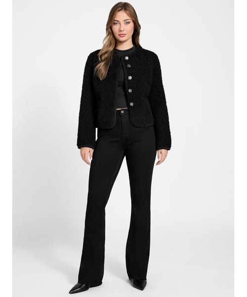 Guess（ゲス）の「IVANA Fuax Fur Buttoned Jacket ジャケット  （ノーカラージャケット・レディース・ブラック/ホワイト系その他・SMALL/LARGE/MEDIUM/X-SMALL）」の15枚目の写真