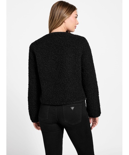 Guess（ゲス）の「IVANA Fuax Fur Buttoned Jacket ジャケット  （ノーカラージャケット・レディース・ブラック/ホワイト系その他・SMALL/LARGE/MEDIUM/X-SMALL）」の14枚目の写真