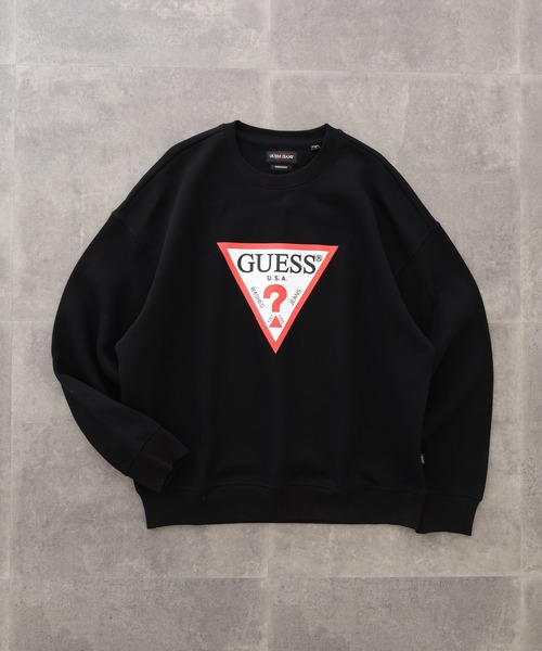 GUESS JEANS(ゲスジーンズ)の「GUESS JEANS GJ CN OS ICONIC TRIANGLE SWEAT ゲス クルーネックスウェットシャツ(スウェット・メンズ・ネイビー/ブラック・S/M/L/XL)」の2枚目の写真