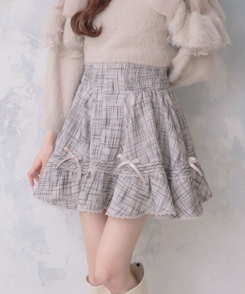couture BY ROJITA(クチュールバイロジータ)の「リボン付ウエストシャーリングスカート(スカート・レディース・ブラック/その他/ベージュ・FREE)」の2枚目の写真
