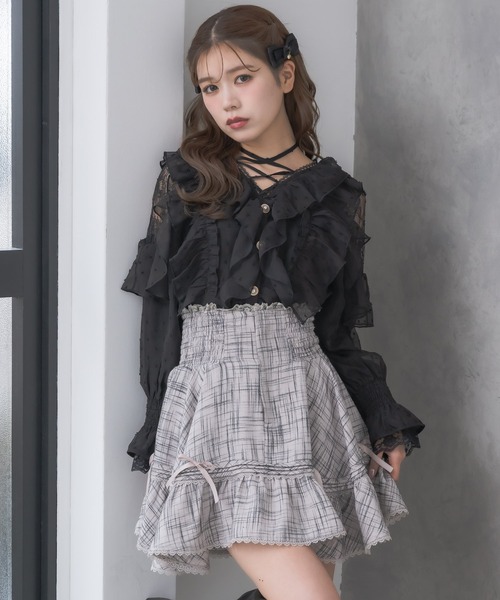 couture BY ROJITA(クチュールバイロジータ)の「リボン付ウエストシャーリングスカート(スカート・レディース・ブラック/その他/ベージュ・FREE)」の4枚目の写真
