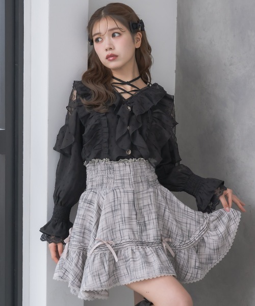 couture BY ROJITA(クチュールバイロジータ)の「リボン付ウエストシャーリングスカート(スカート・レディース・ブラック/その他/ベージュ・FREE)」の5枚目の写真