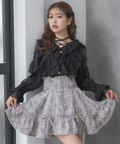 couture BY ROJITA(クチュールバイロジータ)の「リボン付ウエストシャーリングスカート(スカート・レディース・ブラック/その他/ベージュ・FREE)」の6枚目の写真