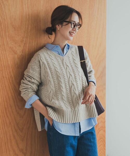 セール】ハミルトンウールアラン柄プルオ-バー（ニット/セーター