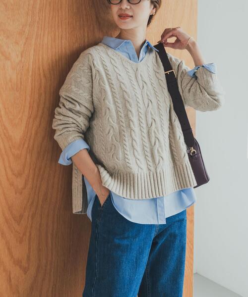 セール】ハミルトンウールアラン柄プルオ-バー（ニット/セーター