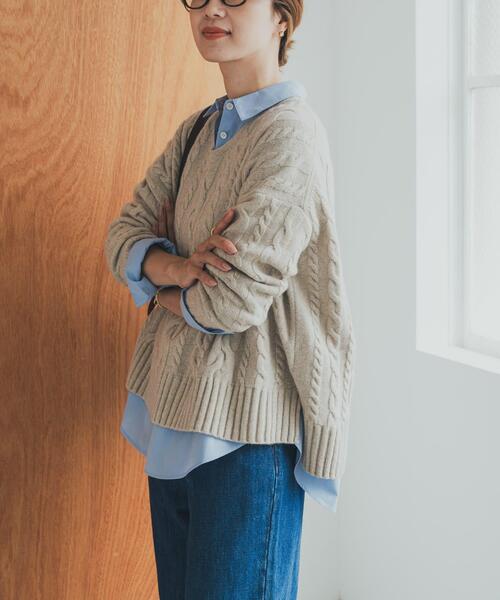 タグ付 アーバンリサーチドアーズ ハミルトンウールアラン柄 ニット オレンジ M セール】ハミルトンウールアラン柄プルオーバー（ニット