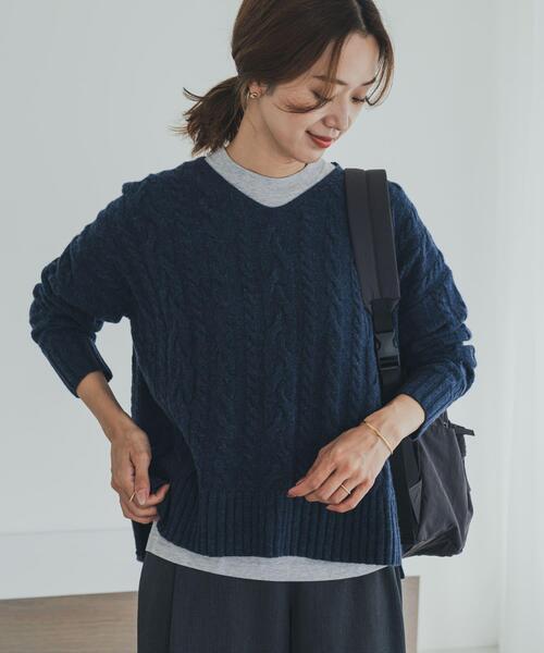 cleo Originals ピュアウール アラン編みニット　ハンドニット cleo Originals ピュアウール アラン編みニット ハンドニット - メルカリ