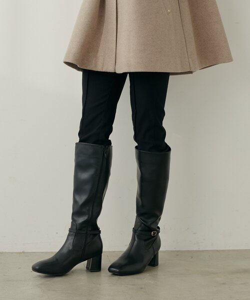 natural couture（ナチュラルクチュール）の「ベルトデザインロングブーツ（ブーツ・レディース・ブラウン/ブラック・MEDIUM/LARGE）」の3枚目の写真