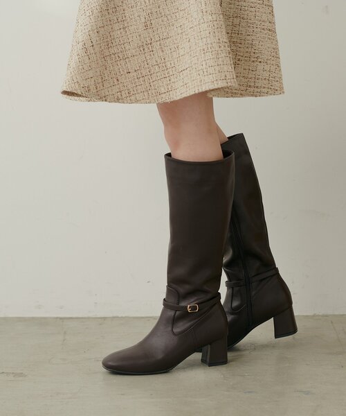 natural couture（ナチュラルクチュール）の「ベルトデザインロングブーツ（ブーツ・レディース・ブラウン/ブラック・MEDIUM/LARGE）」の13枚目の写真