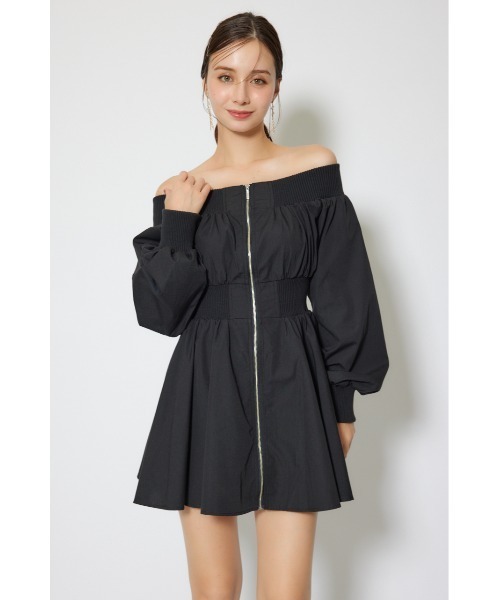 rienda(リエンダ)の「MA-1オフショルロングスリーブミニワンピース 秋服 冬服(ワンピース・レディース・ブラウン/アイボリー/ブラック・MEDIUM/SMALL)」の22枚目の写真