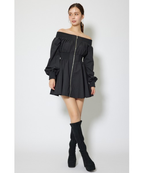 rienda(リエンダ)の「MA-1オフショルロングスリーブミニワンピース 秋服 冬服(ワンピース・レディース・ブラウン/アイボリー/ブラック・MEDIUM/SMALL)」の14枚目の写真