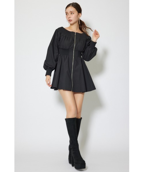rienda(リエンダ)の「MA-1オフショルロングスリーブミニワンピース 秋服 冬服(ワンピース・レディース・ブラウン/アイボリー/ブラック・MEDIUM/SMALL)」の15枚目の写真