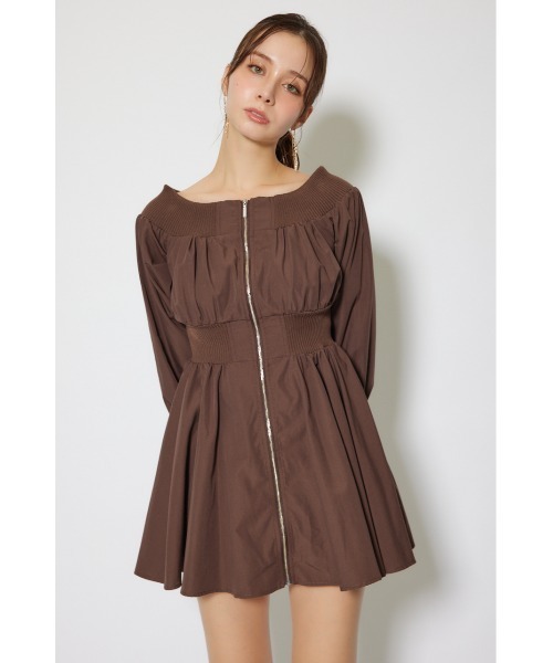 rienda(リエンダ)の「MA-1オフショルロングスリーブミニワンピース 秋服 冬服(ワンピース・レディース・ブラウン/アイボリー/ブラック・MEDIUM/SMALL)」の8枚目の写真