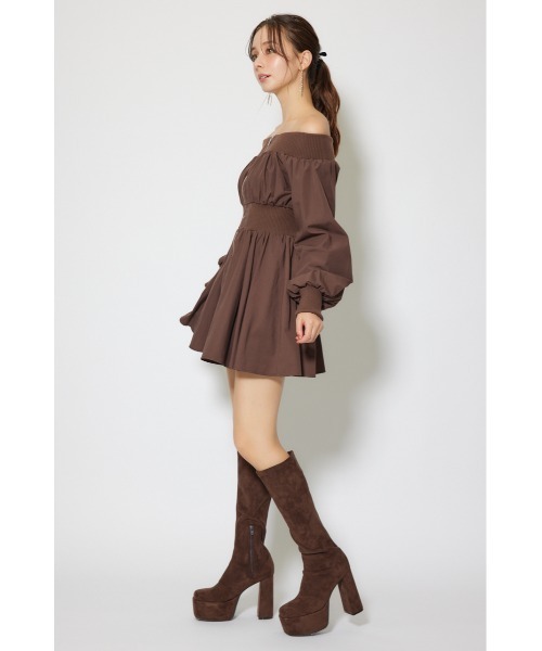 rienda(リエンダ)の「MA-1オフショルロングスリーブミニワンピース 秋服 冬服(ワンピース・レディース・ブラウン/アイボリー/ブラック・MEDIUM/SMALL)」の11枚目の写真