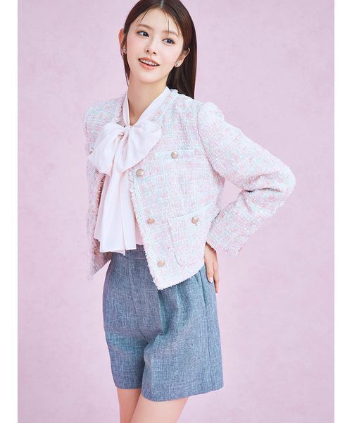 CELFORD(セルフォード)の「ビッグリボンセミシアーブラウス(シャツ/ブラウス・レディース・オフホワイト/ライトピンク/ミント・F)」の4枚目の写真