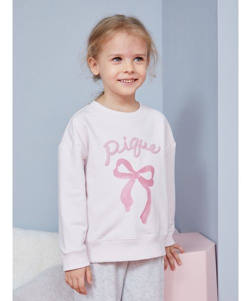 gelato pique(ジェラートピケ)の「【KIDS】裏毛ワンポイントプルオーバー(スウェット・キッズ・ベージュ/ネイビー/ピンク・120/110/100/90)」の4枚目の写真