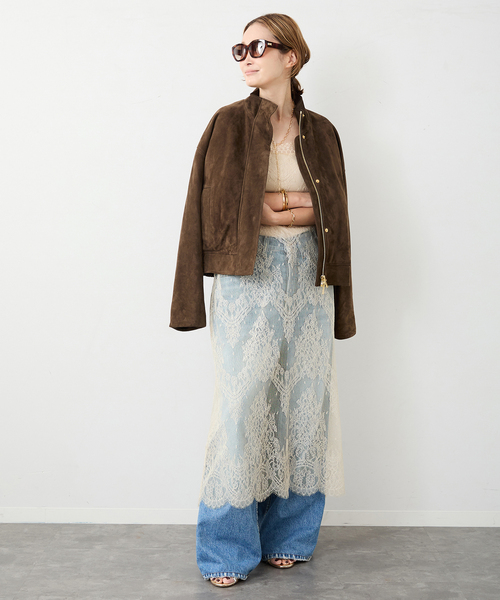 Suede Cropped ブルゾン（ライダースジャケット）｜Deuxieme Classe