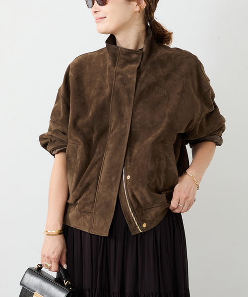 Deuxieme Classe(ドゥーズィエムクラス)の「*Suede Cropped ブルゾン(ライダースジャケット・レディース・ウッド・FREE)」の5枚目の写真