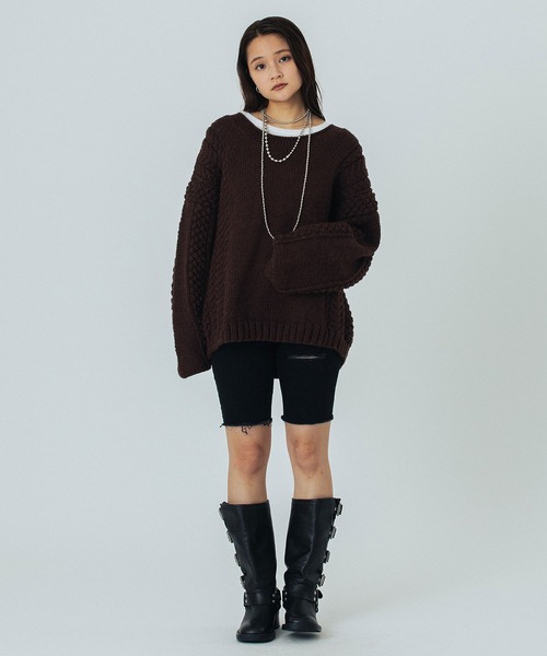 ROSE BUD（ローズバッド）の「NEPAL MOTIF KNIT（ニット/セーター・レディース・オフホワイト/ブラウン・ONE SIZE）」の8枚目の写真