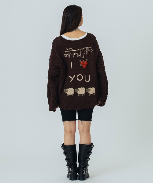 ROSE BUD（ローズバッド）の「NEPAL MOTIF KNIT（ニット/セーター・レディース・オフホワイト/ブラウン・ONE SIZE）」の10枚目の写真