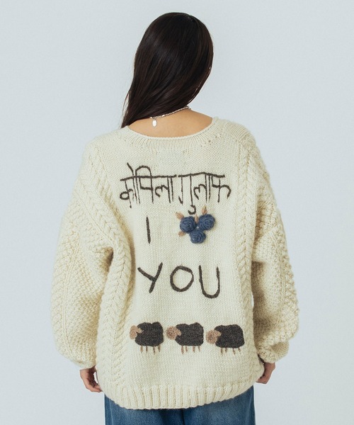 ROSE BUD（ローズバッド）の「NEPAL MOTIF KNIT（ニット/セーター・レディース・オフホワイト/ブラウン・ONE SIZE）」の11枚目の写真