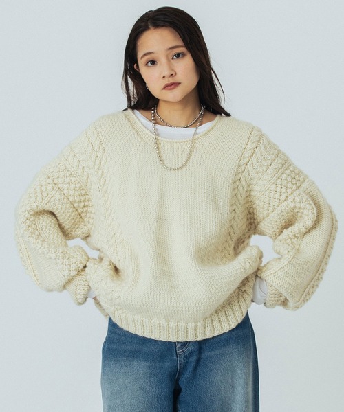 ROSE BUD（ローズバッド）の「NEPAL MOTIF KNIT（ニット/セーター・レディース・オフホワイト/ブラウン・ONE SIZE）」の12枚目の写真