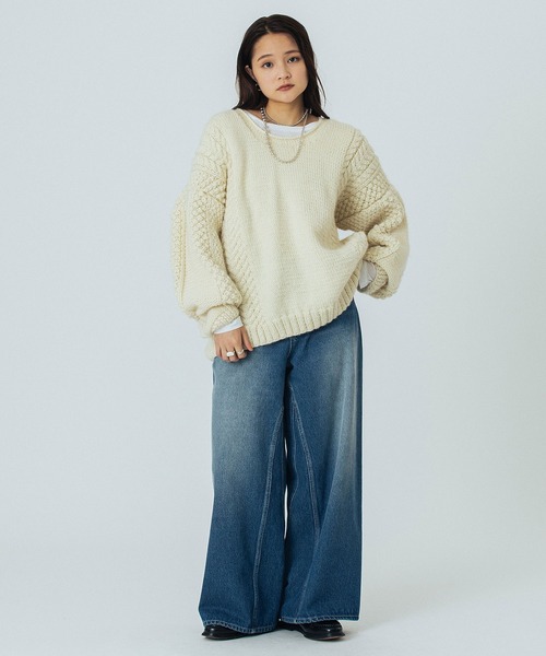 ROSE BUD（ローズバッド）の「NEPAL MOTIF KNIT（ニット/セーター・レディース・オフホワイト/ブラウン・ONE SIZE）」の20枚目の写真