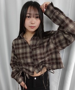 Darich ホルターオフショルチェックシャツ ブラウン ダーリッチ Darich ホルターオフショルチェックシャツ