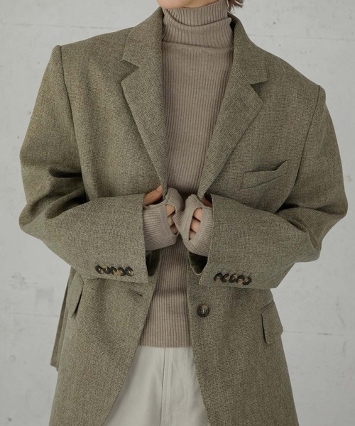 ジャケット・アウター LA PEAU DE GEM check jacket セール】【LA PEAU DE GEM】check single breasted jacket/チェック