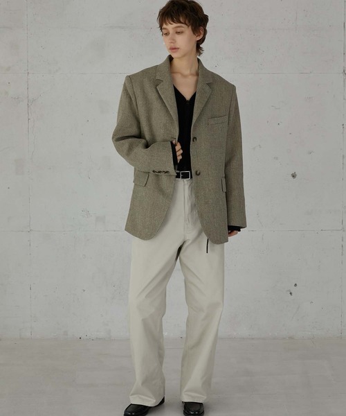 LA PEAU DE GEM】check single breasted jacket/チェックシングル