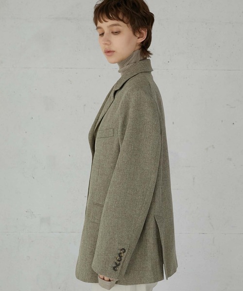 LA PEAU DE GEM（ラポドゥジェム）の「【LA PEAU DE GEM】check single breasted jacket/チェックシングルブレステッドジャケット（テーラードジャケット・レディース・ベージュ/ブラック・FREE）」の13枚目の写真