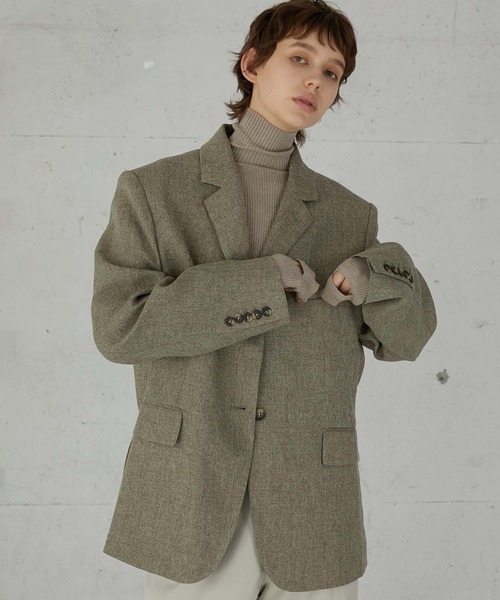 セール】【LA PEAU DE GEM】check single breasted jacket/チェック