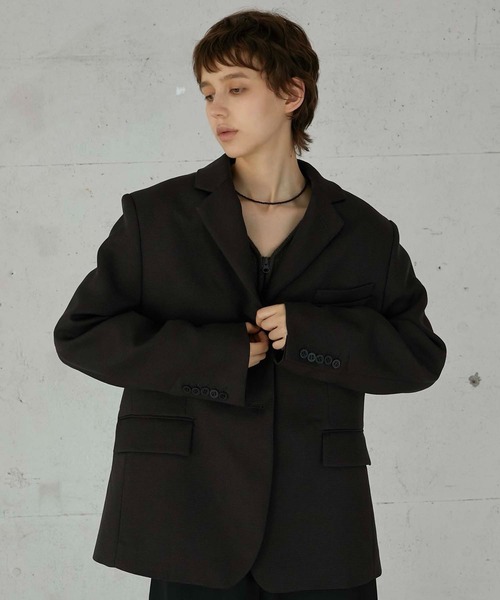 LA PEAU DE GEM（ラポドゥジェム）の「【LA PEAU DE GEM】check single breasted jacket/チェックシングルブレステッドジャケット（テーラードジャケット・レディース・ベージュ/ブラック・FREE）」の6枚目の写真