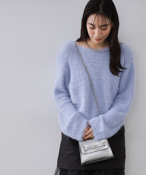 OPAQUE.CLIP（オペークドットクリップ）の「シャイニー合皮スクエアデザインチェーンミニショルダーバッグ（ショルダーバッグ・レディース・ピンクゴールド/シルバー系その他/シルバー/ベビーピンク・00）」の10枚目の写真