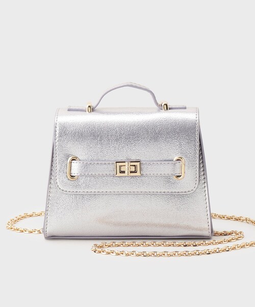 OPAQUE.CLIP（オペークドットクリップ）の「シャイニー合皮スクエアデザインチェーンミニショルダーバッグ（ショルダーバッグ・レディース・ピンクゴールド/シルバー系その他/シルバー/ベビーピンク・00）」の15枚目の写真