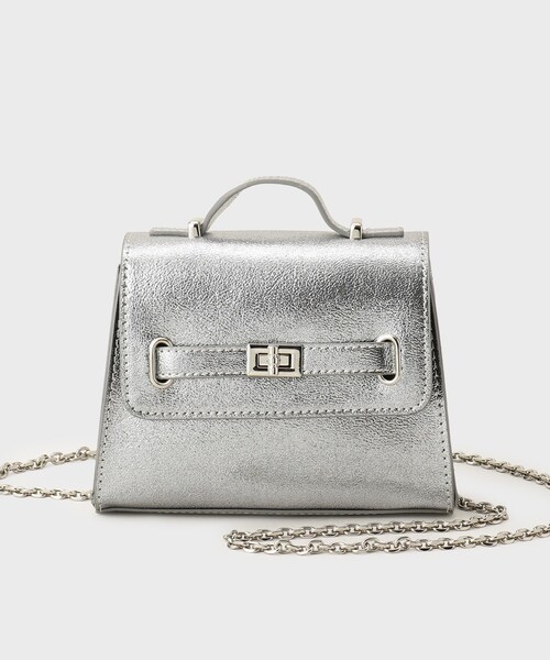 OPAQUE.CLIP（オペークドットクリップ）の「シャイニー合皮スクエアデザインチェーンミニショルダーバッグ（ショルダーバッグ・レディース・ピンクゴールド/シルバー系その他/シルバー/ベビーピンク・00）」の16枚目の写真