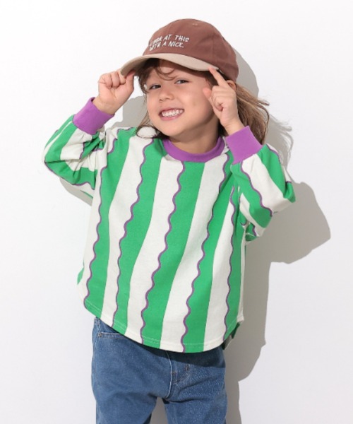 Ocean&Ground（オーシャン&グラウンド）の「ｿｳｶﾞﾗﾗｳﾝﾄﾞﾛﾝT（Tシャツ/カットソー・キッズ・ピンク/グリーン/ブラック/エメラルド/マスタード/アイボリー・100/80/140/110/90/130/120）」の3枚目の写真