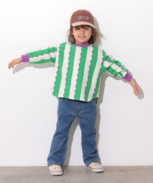 Ocean&Ground（オーシャン&グラウンド）の「ｿｳｶﾞﾗﾗｳﾝﾄﾞﾛﾝT（Tシャツ/カットソー・キッズ・ピンク/グリーン/ブラック/エメラルド/マスタード/アイボリー・100/80/140/110/90/130/120）」の9枚目の写真