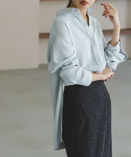 Noble（ノーブル）の「《追加》シーズンカラープレーンシャツ14（シャツ/ブラウス・レディース・サックスブルー/ホワイト・FREE）」の2枚目の写真