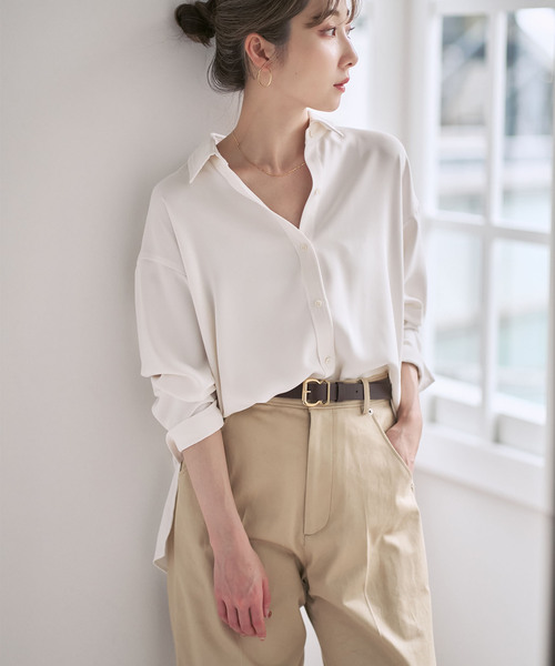 【美品】 ノーブル 近年モデル シャツ ブラウス レギュラーカラー AOYAMA 【洋服の青山】《最短当日発送》レディース 長袖 シャツ ピンク