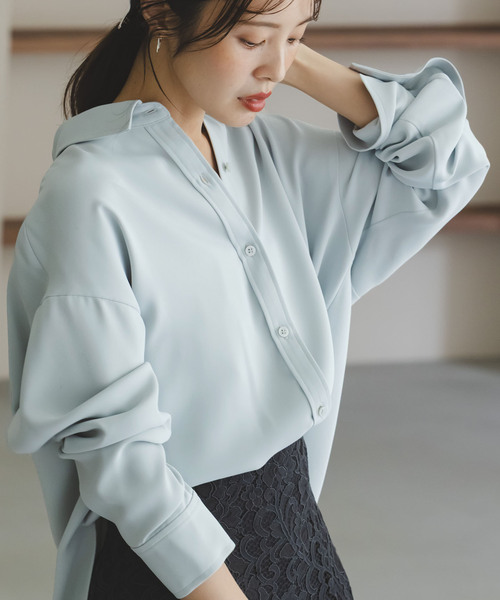 Noble（ノーブル）の「《追加》シーズンカラープレーンシャツ14（シャツ/ブラウス・レディース・サックスブルー/ホワイト・FREE）」の3枚目の写真