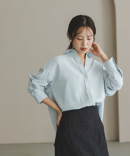 Noble（ノーブル）の「《追加》シーズンカラープレーンシャツ14（シャツ/ブラウス・レディース・サックスブルー/ホワイト・FREE）」の4枚目の写真