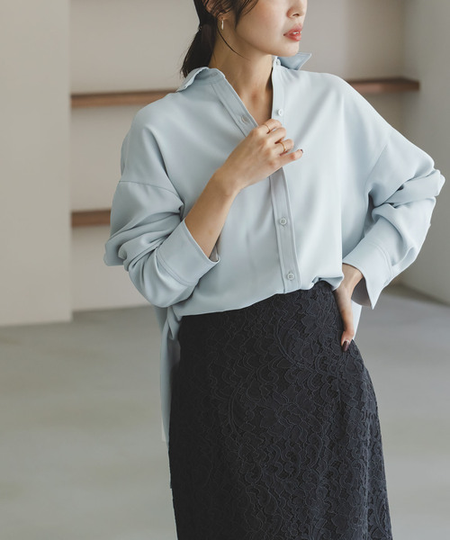 Noble（ノーブル）の「《追加》シーズンカラープレーンシャツ14（シャツ/ブラウス・レディース・サックスブルー/ホワイト・FREE）」の5枚目の写真