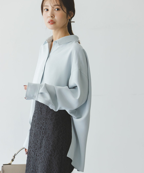Noble（ノーブル）の「《追加》シーズンカラープレーンシャツ14（シャツ/ブラウス・レディース・サックスブルー/ホワイト・FREE）」の9枚目の写真